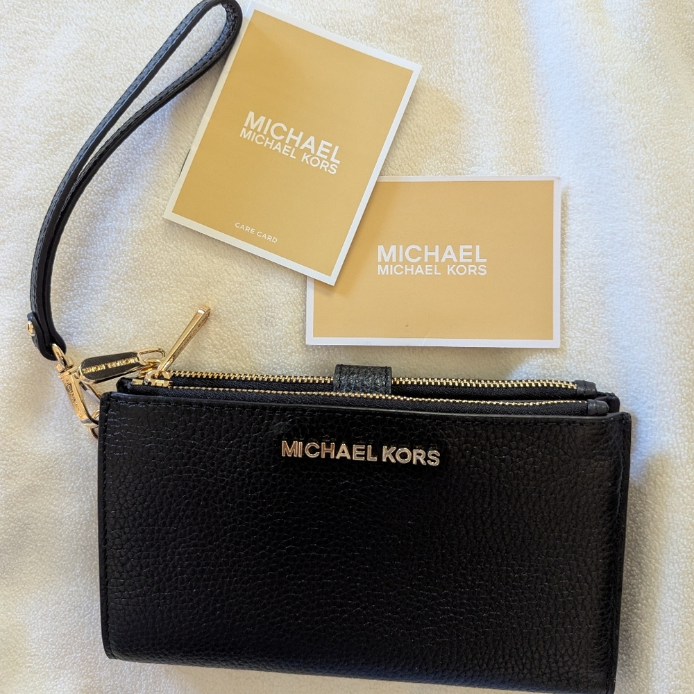 Michael Kors Black Leather Wristlet